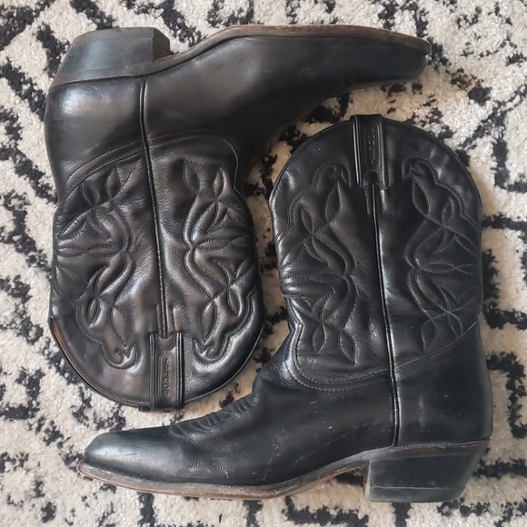 Vintage black Boulet cowboy boots